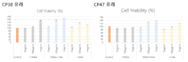 발효산물 분획물을 사용한 세포독성 실험 결과