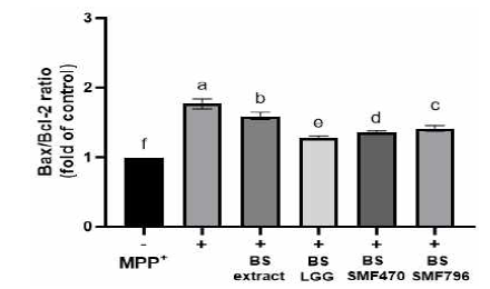 Effect of heat-treated fermented BS-CM on gene expression of Bax/Bcl-2 ratio in MPP+-stimulated SH-SY5Y cells