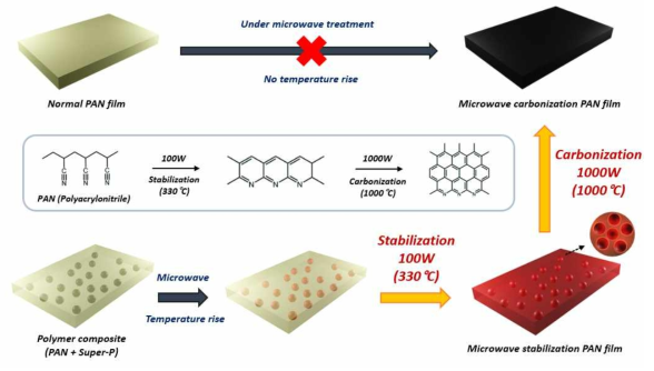 마이크로파를 활용한 유도가열 기반 탄소재료 제작에 대한 모식도