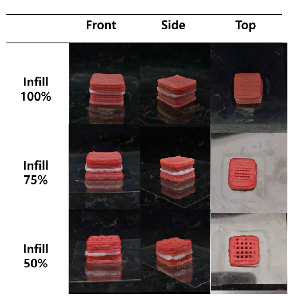 Appearance of 3D printed meat analogue