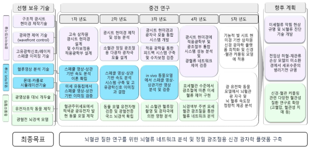 혈관성 뇌질환 연구를 위한 신경 광자학 플랫폼 연구 추진도 및 연차별 목표