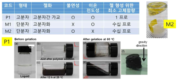 셀 내 젤화 화합물. 기초 테스트