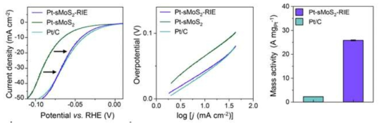 균일한 나노구조체 합성으로 개선된 과전위와 Tafel 기울기 및 Mass Activity