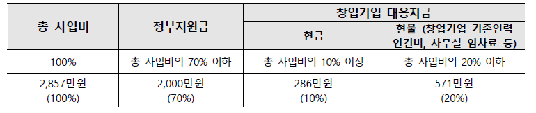 총 사업비 구성 예시