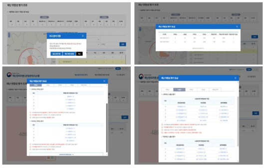 재난위험성 평가 위험성 등급 정보 관련 팝업창