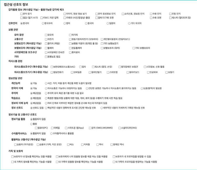 접근성 프로파일 명세 - 접근성 선호도 정보