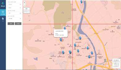수집/분석 데이터와 관심지점정보(경찰서,병원 등) 연계 화면