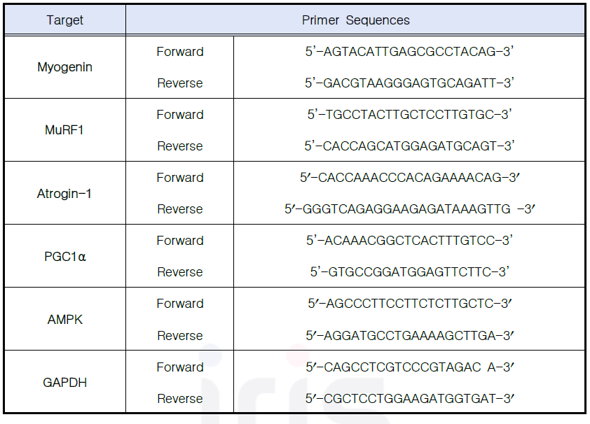 Specific primer sequences for PCR