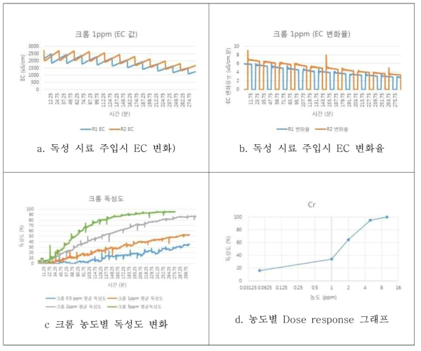 크롬 항목에 대한 독성 시험 결과