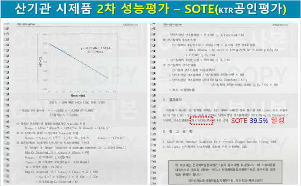 중형 시험수조에서 본 시제품#1(STS 고효율 산기관)의 SOTE 2차 공인 성능평가(2단계 1차년도 2021.12.22. 수행) (1단계 2차년도 연구실적에 포함되지 않았었음)