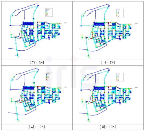 인천 서구 청라배수관망 유속분석 결과