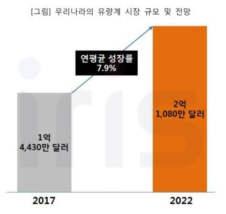 국내 유량계 시장 규모 및 전망(자료: 마켓스탠드마켓, 2017)