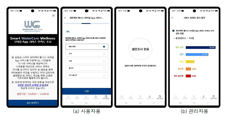 스마트 건강관리 서비스(v1.2) 서비스 만족도 조사 화면 디자인(안)