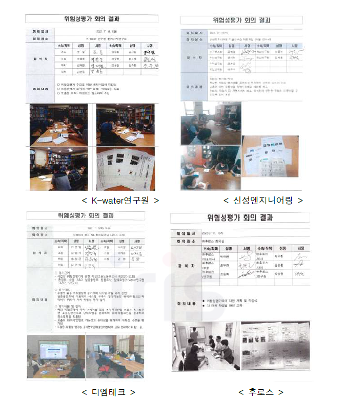 연구기관별 위험성 평가