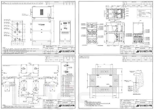 열원기기 외형도, 내부도, PNID 및 기초도