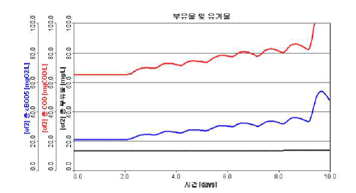 1차 침전조 기능 저하 및 시간에 따른 부유물 및 유기물 농도 변화