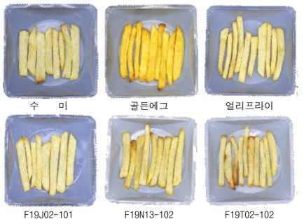 2023년 생산력 검정 본시험 장휴면(1기작) 계통의 프렌치프라이 가공 특성(봄재배)