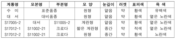 2022년도 생산력검정본시험 주요 시험 계통의 숙기 및 형태적 특성