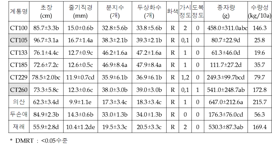 홍화 생산력검정(2022)