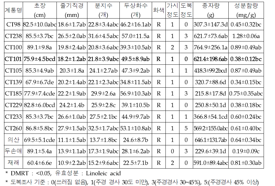 홍화 생산력 검정(2023)