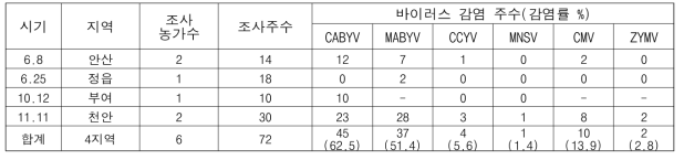 2021년 오이 주산지 바이러스병 모니터링