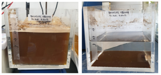 K시 매립장 침출수 처리공정 중 생물학적 처리수에 대한 ECO 반응 전후의 색도 변화