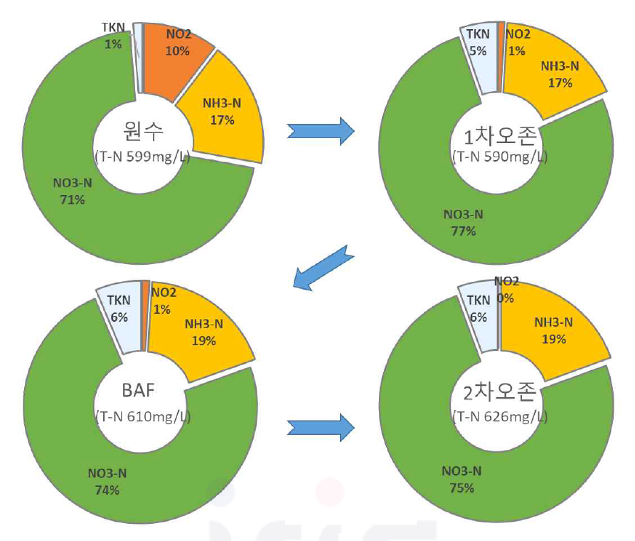파일럿 단위 공정별 질소화합물의 거동 분석