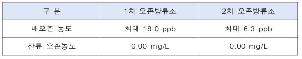 현장 소규모 연속반응기의 배오존 및 잔류오존 농도 측정