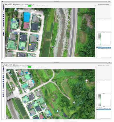라벨링 도구를 활용한 민가 라벨링 결과