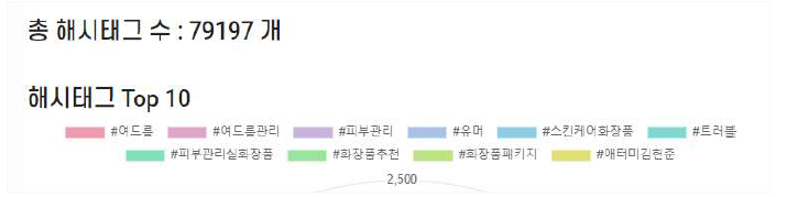 SNS 노출되는 해시테그 top 10의 분류 현황