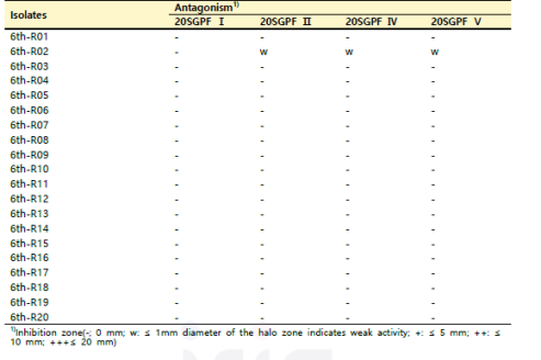 6차 산양삼 뿌리의 분리 미생물 병원성 곰팡이 항균활성
