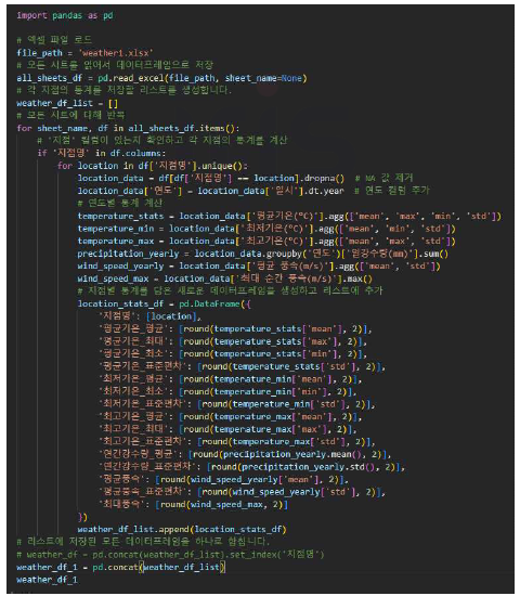 기후데이터 프레임 제작을 위한 통계 계산 코드