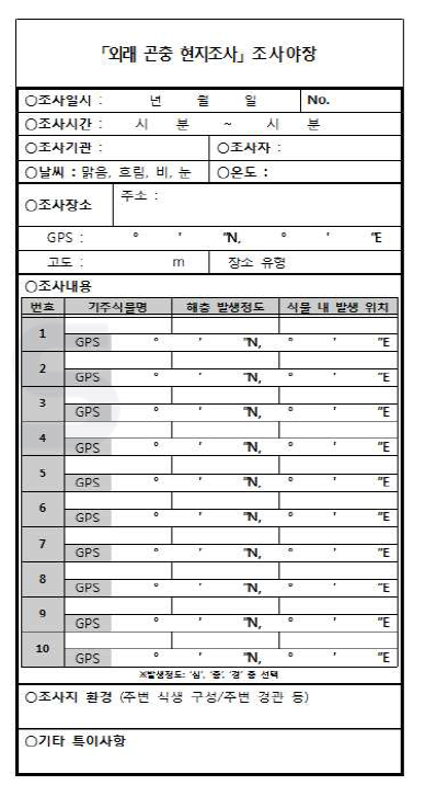 외래곤충 조사야장 최종안