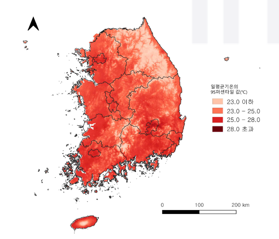 일평균기온의 95퍼센타일 값)