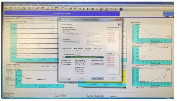 HATPRO LN2 Calibration 과정 중 화면에 출력되는 측정 전압 화면