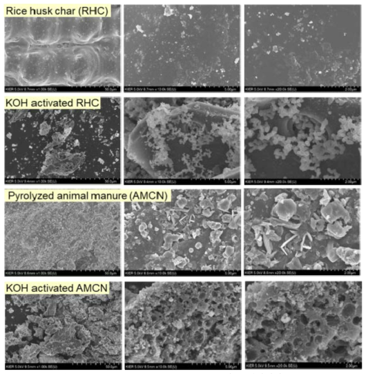 SEM images of adsorbents (이전 페이지와 연결됨)