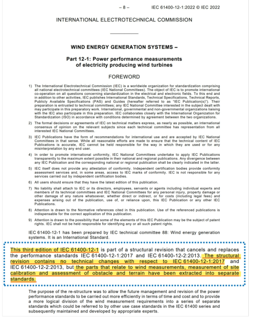 IEC 61400-12-1(2022) Ed.3.0 서문(FOREWORD)