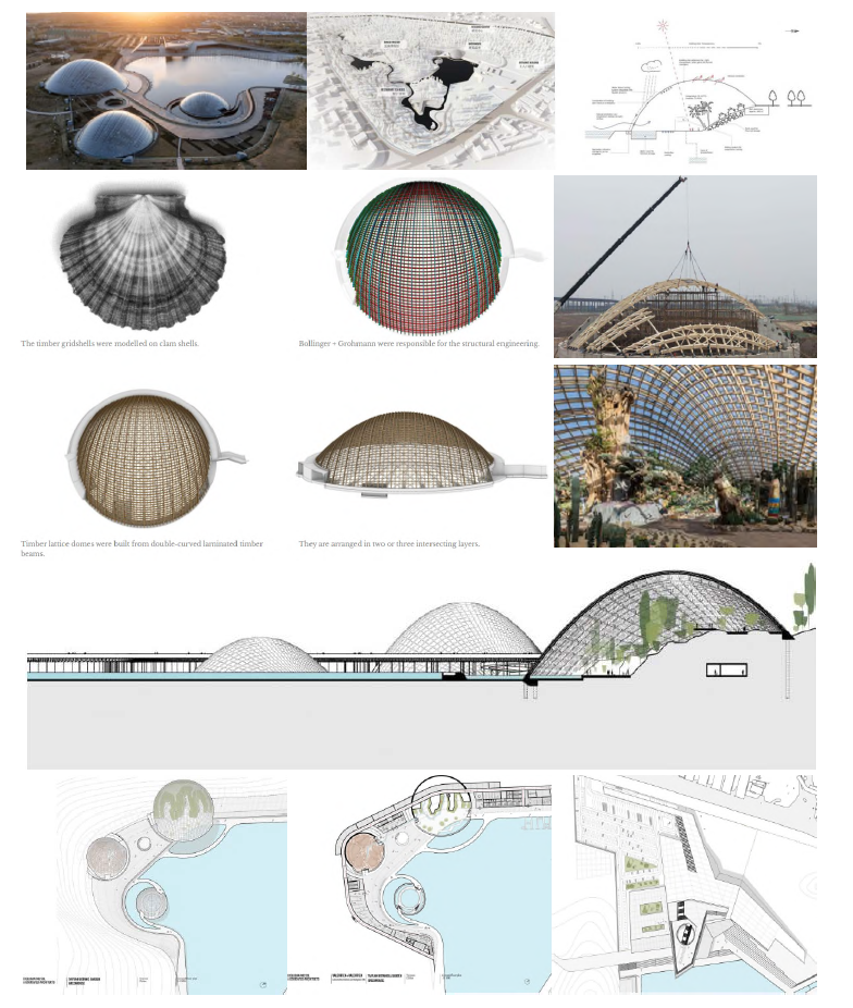 타이위안 가든 돔(Taiyuan garden dome)의 전경 및 도면